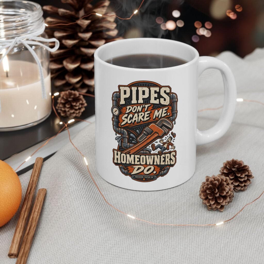 Plumber Mug — "Pipes Don't Scare Me, Homeowners Do" Retro Ceramic Mug (11oz/15oz)